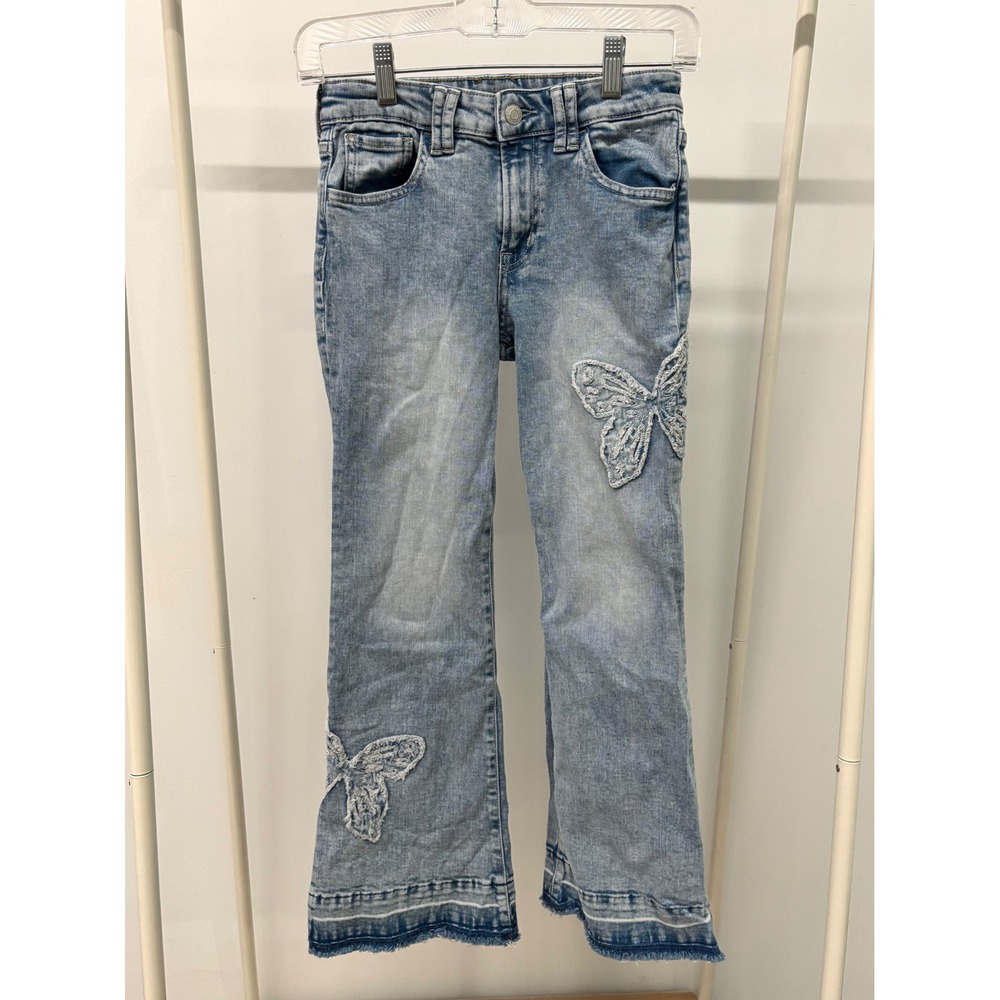 Gap Kids Girls Flare High Rise Butterfly Embroidered Light Wash Jeans Size 10
